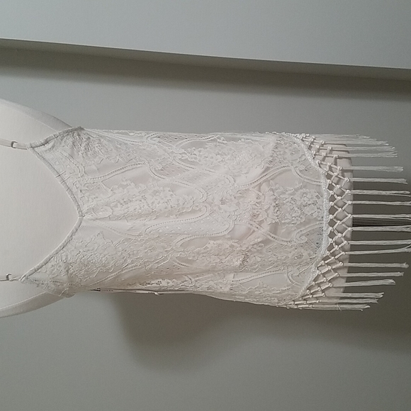 Lace Tank w/ fringe bottom NEW sz Small Blu Pepper - Picture 6 of 16